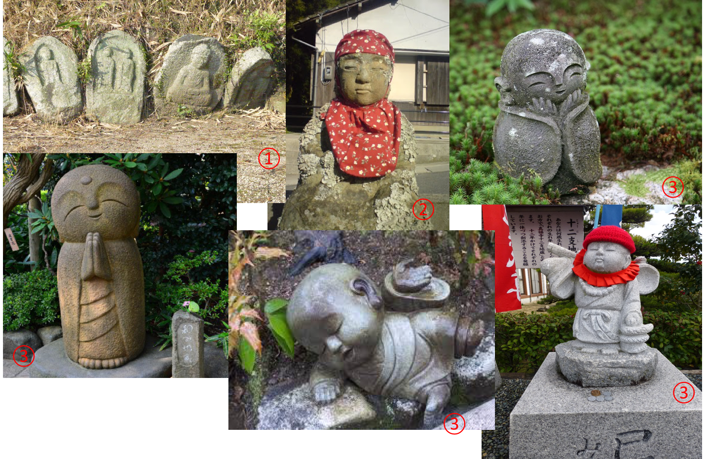 Different kinds of o-Jizo-san
